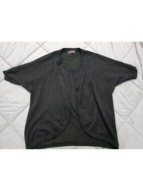 Women’s Sz L Curlbiuty Black Cardigan Short Sleeves perforated shoulders